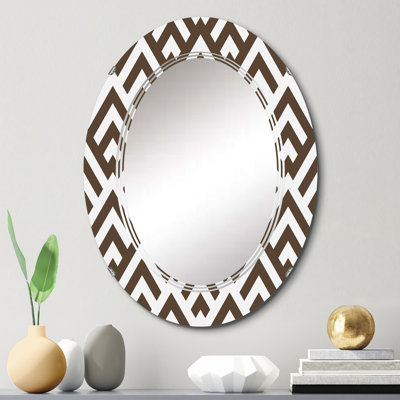 Géométrie triangulaire brun foncé - Miroir mural moderne ovale