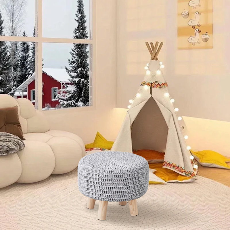 Wood Accent Stool, Gray