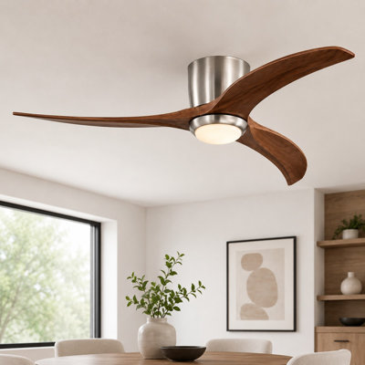 Ventilateur de plafond encastré standard à DEL à 3 pales de 52 po avec télécommande et ensemble d'éclairage inclus