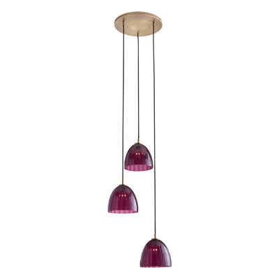 Luminaire suspendu triple Caterina - Aubergine