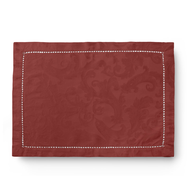 Acanthus Cotton Rectangle Placemats, Garnet