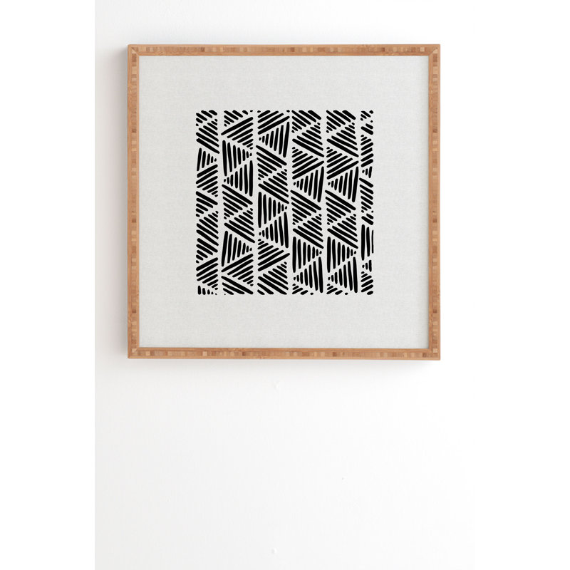 «Black and White Abstract I» par Orara Studio - impression d'art graphique, Armature en bambou, H 12 po x l 12 po x P 2 po
