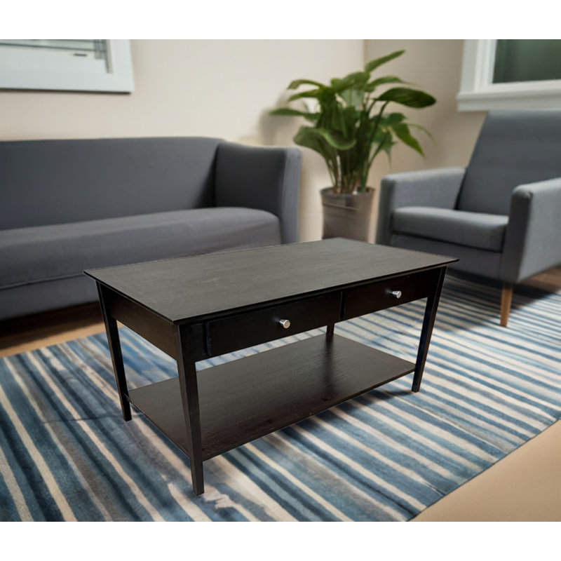 Amreece Solid Wood Single Coffee Table, Charcoal Gray