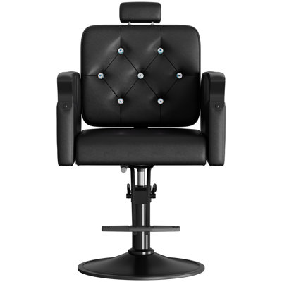 Barber Chair For Hair Stylists, Hydraulic Styling Chair With Heavy Duty Pump, 360° Swivel Barber Chairs With Reclining, Adjustable Headrest, Beauty Salon Equipment, 330 Lbs (Black-Black)