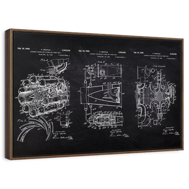 Aircraft Propulsion System And Power Unit, 19" X 13", Floating Frame Walnut