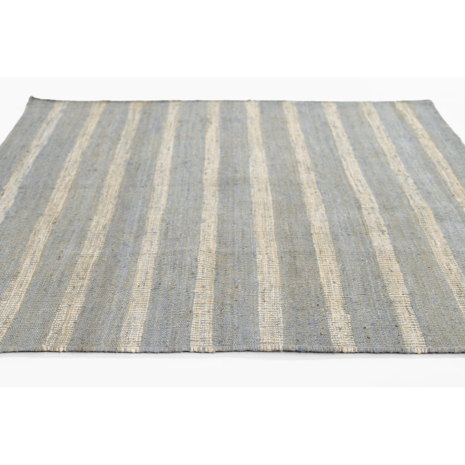 Aadison Blue Hand-Woven Striped Jute Rug, Rectangle 9'9" x 13'9"
