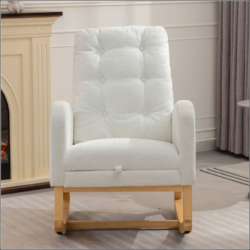 Chaise berçante d'appoint avec repose-pieds, Blanc