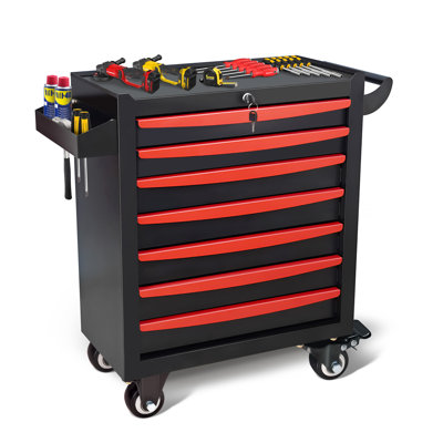  7-Drawer Rolling Tool Chest, Metal Tool Box with Wheels & Lock Garage Storage Cabinets