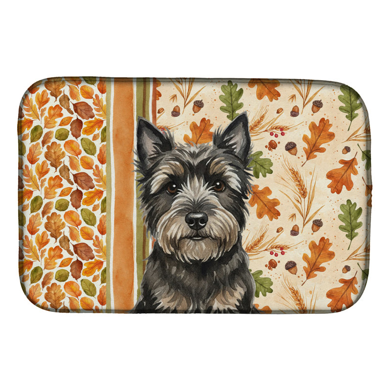 Black Cairn Terrier Heirloom Fall Dish Drying Mat