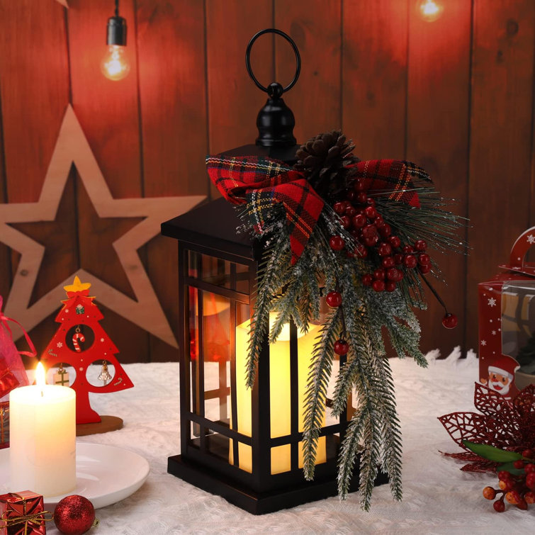 Holiday Lantern with LED Candles