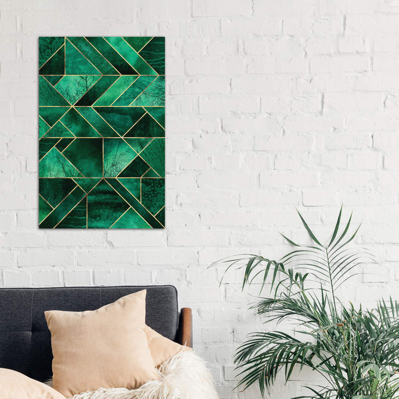 Abstract Nature Emerald Green by Elisabeth Fredriksson - Wrapped Canvas Print, 101.6 cm H x 66.04 cm W x 3.175 cm D