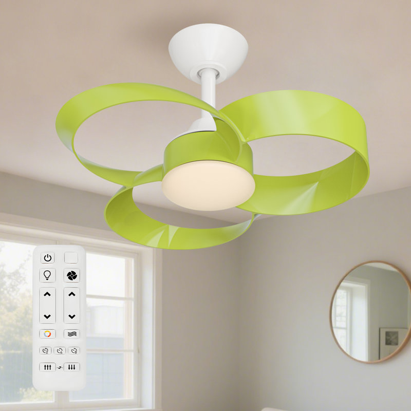Ventilateur de plafond intérieur 22 po avec télécommande DEL à intensité variable Soraya, Blanc, Blanc