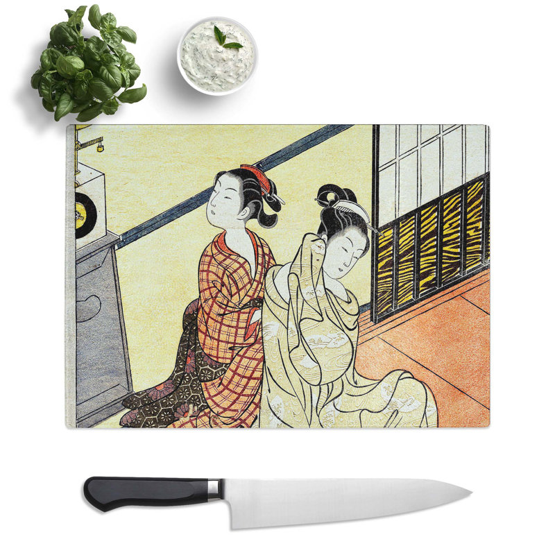 Tempered Glass Chime of the Clock by Harunobu Suzuki Chopping Board, 28.5cm W x 20cm L