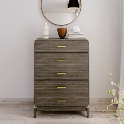 Aydin 5 Drawer 36.3" W Solid Wood Chest