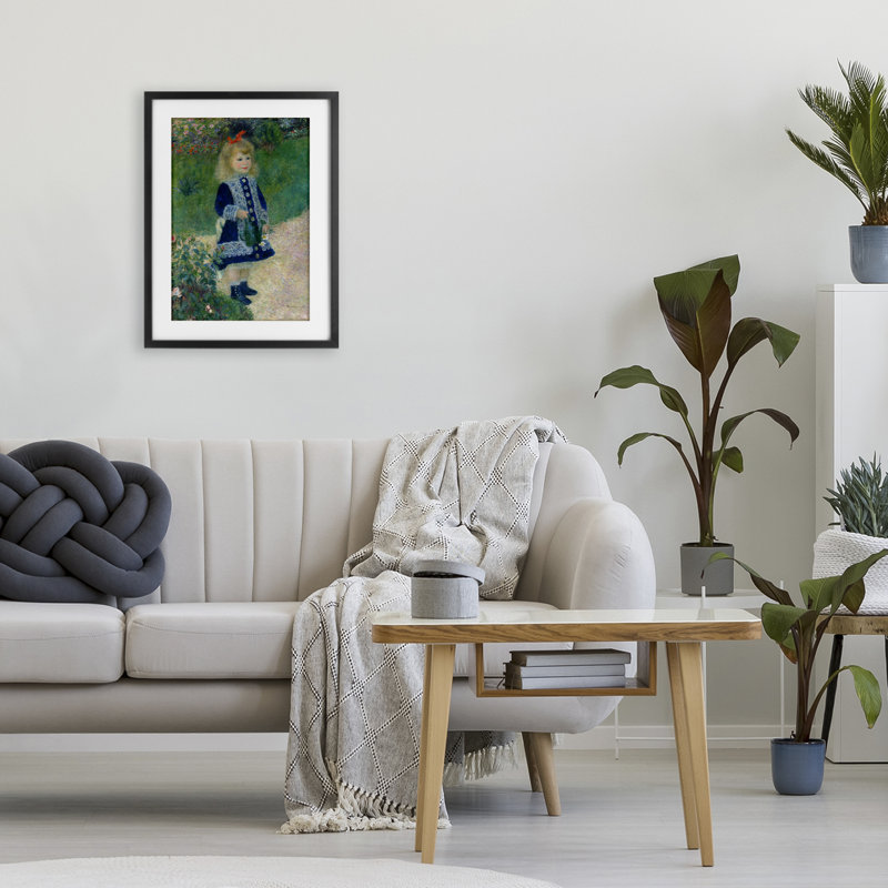 «Girl with Watering Can», reproduction encadrée sous verre, conception de Tina LeCour, H 20 po x l 14 po, Cadre noir minuit