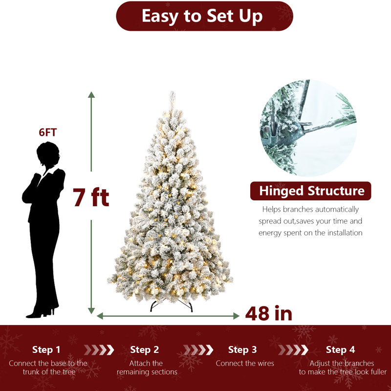 Arbre de Noël pré-éclairé avec lumières DEL multicolores, 7 pi