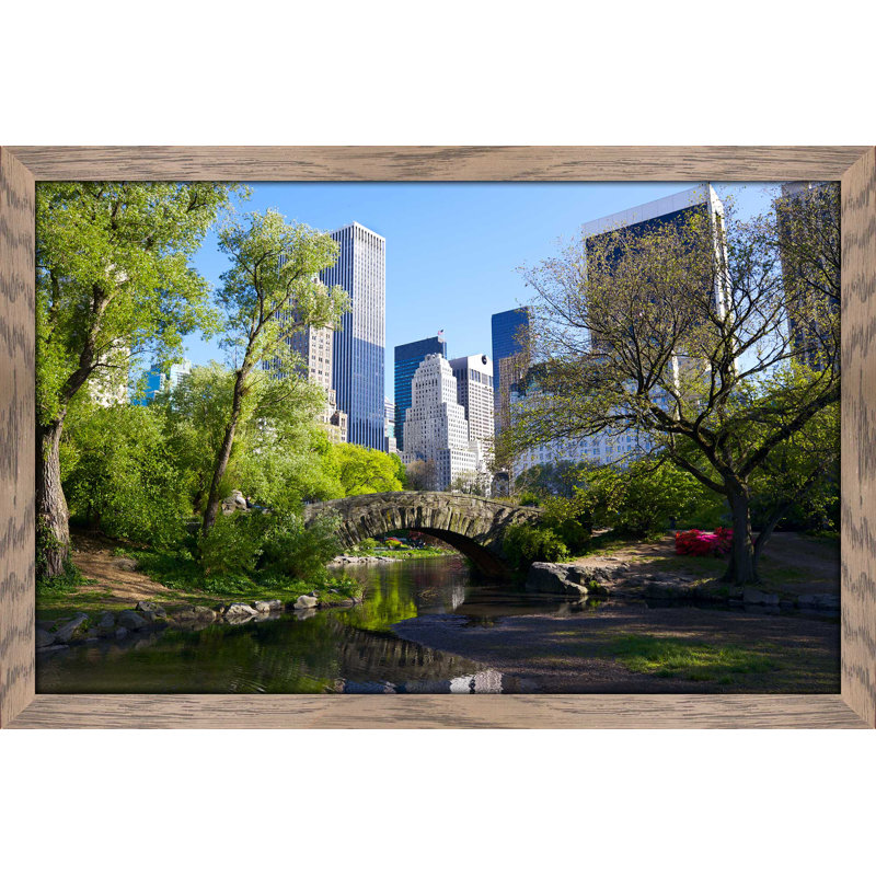 «Central Park NYC», reproduction de photo encadrée, H 27,5 po x l 39,5 po x P 0,75 po, Cadre taupe délavé