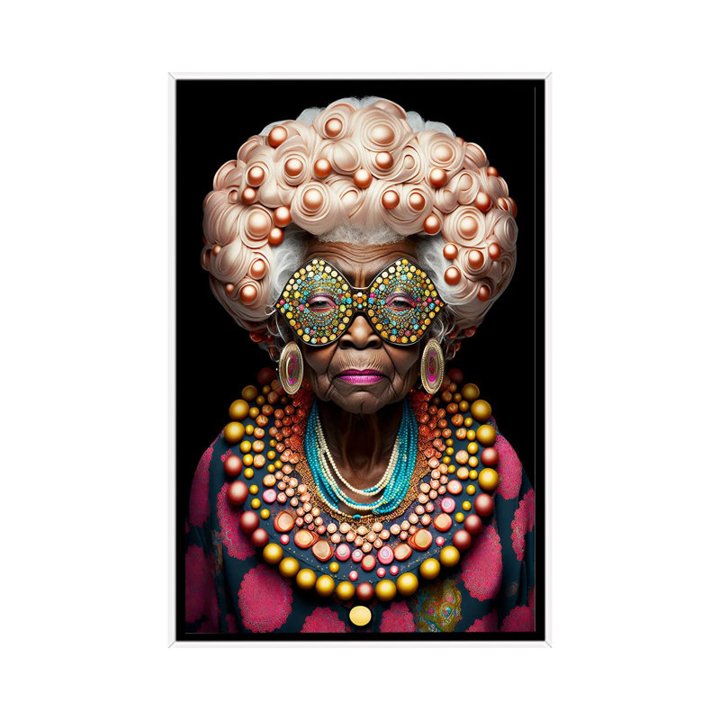 Afrofuturist Grandma I, Toile encadrée flottée blanche, H 60 po x l 40 po x P 1,5 po