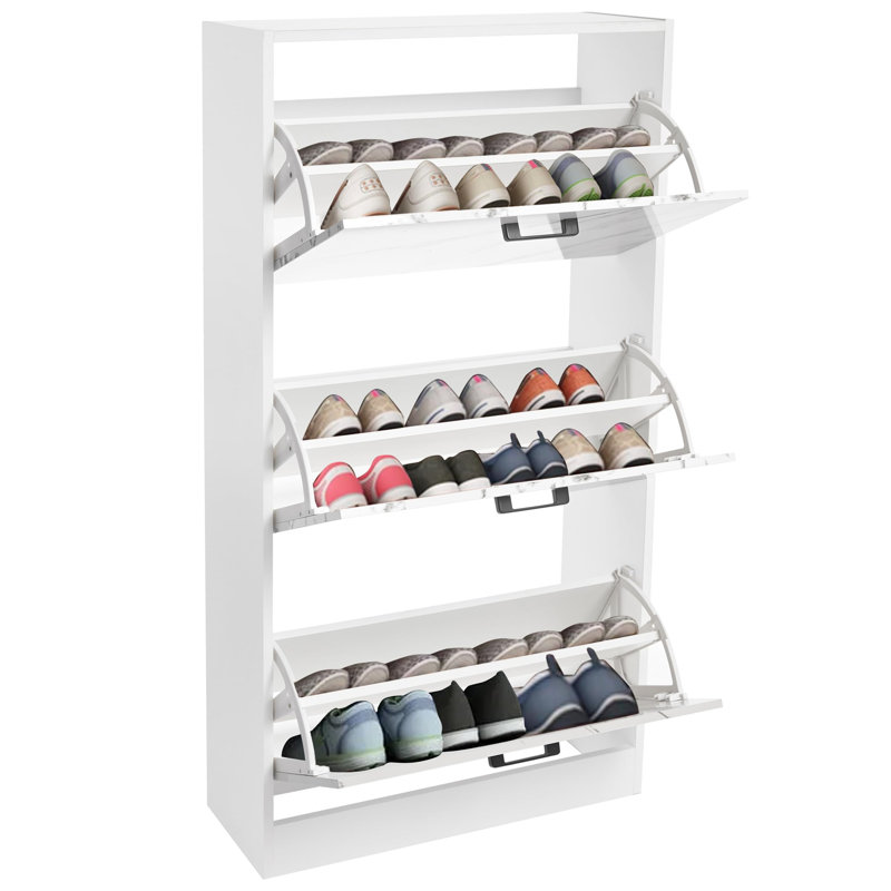 18 Pair Shoe Storage Cabinet, Marble White