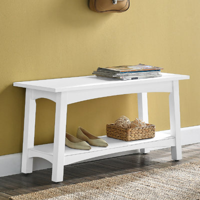 Lund 36 in. Wide Entryway Bench with Shelf, Wood Accent Bench Seating for 2, Store Shoes & Bags, Perfect Entryway, Dining or Living Room, Cottage, Lo by Rosalind Wheeler