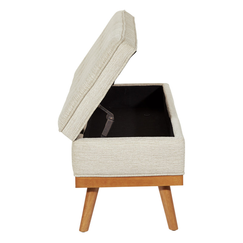 Boyu Upholstered Storage Bench, Beige Polyester Blend