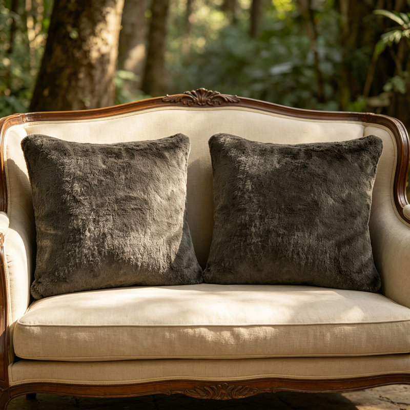 Housse de coussin lourd en fausse fourrure, H 26 pi x l 26 pi, Chocolat