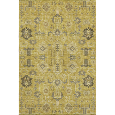 Premium Machine Washable Prisco Gold Rug