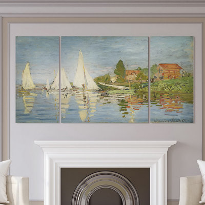"Chapelton at Argenteuil" par Claude Monet, ensemble de 3 toiles tendues