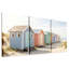 Ensemble de 3 toiles de plage colorées sur des dunes de sable, art mural-131252761