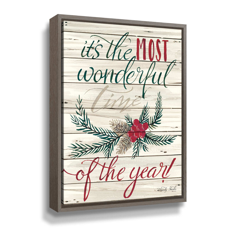 " The Most Wonderful Time ", 48" H x 36" W x 2" D, Grey Floater Frame