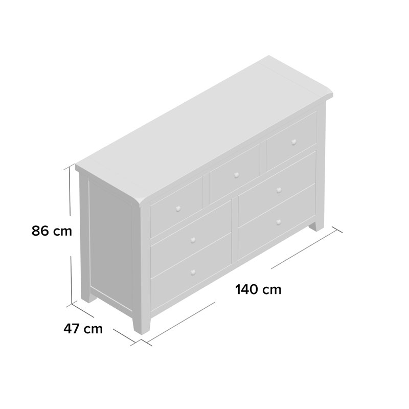 Melbourne 140cm W 7 - Drawer Chest of Drawers