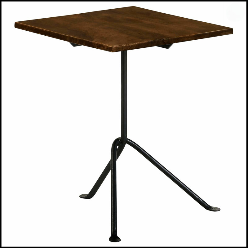 Table d'appoint brun foncé et bronze industriel avec pieds en trépied, parfaite pour un décor moderne et industriel