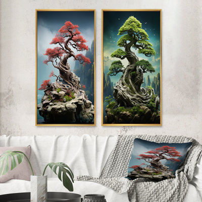 «Asian Art Bonsais Wisdom», 2 pièces sur toile