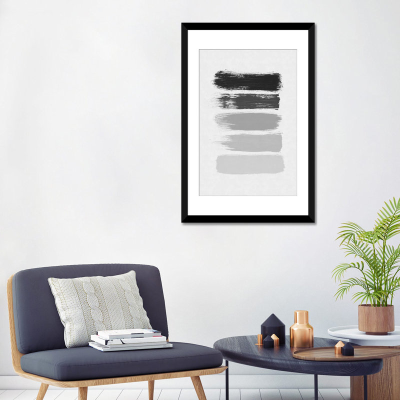 «Stripes», impression sur toile, H 32 po x l 24 po x P 1 po, Papier d'art encadré noir, Blanc