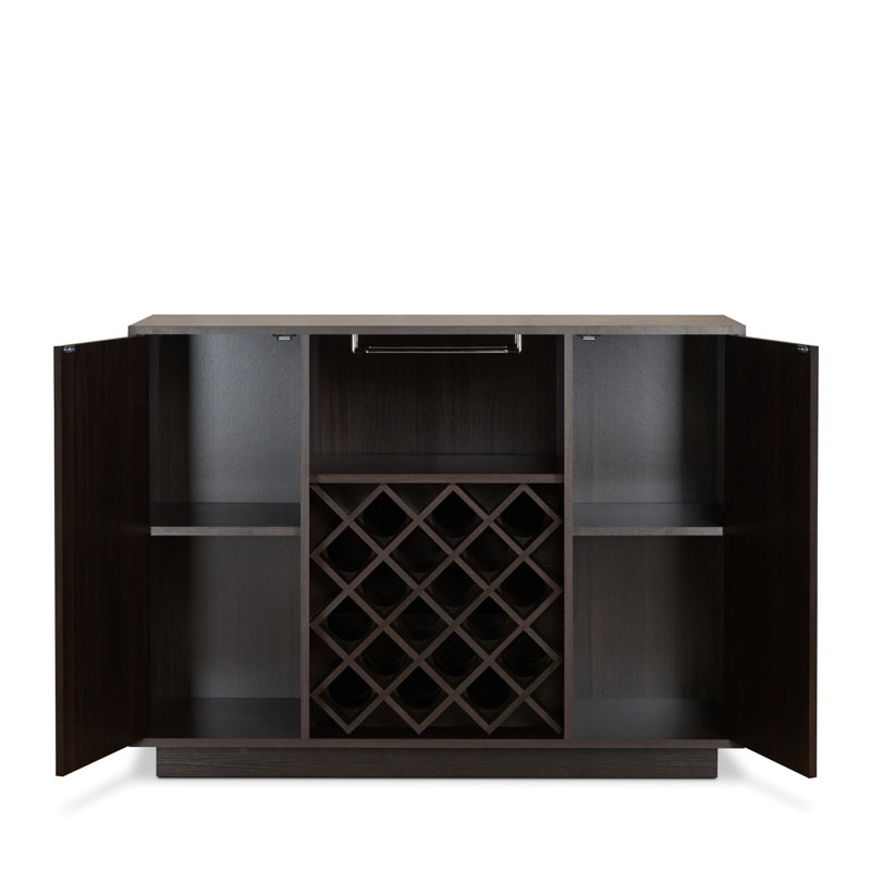 Armoire à vin pour 18 bouteilles - porte-gobelet, couvercle, tablette profilée élégante en bois composite, caractéristique tendance