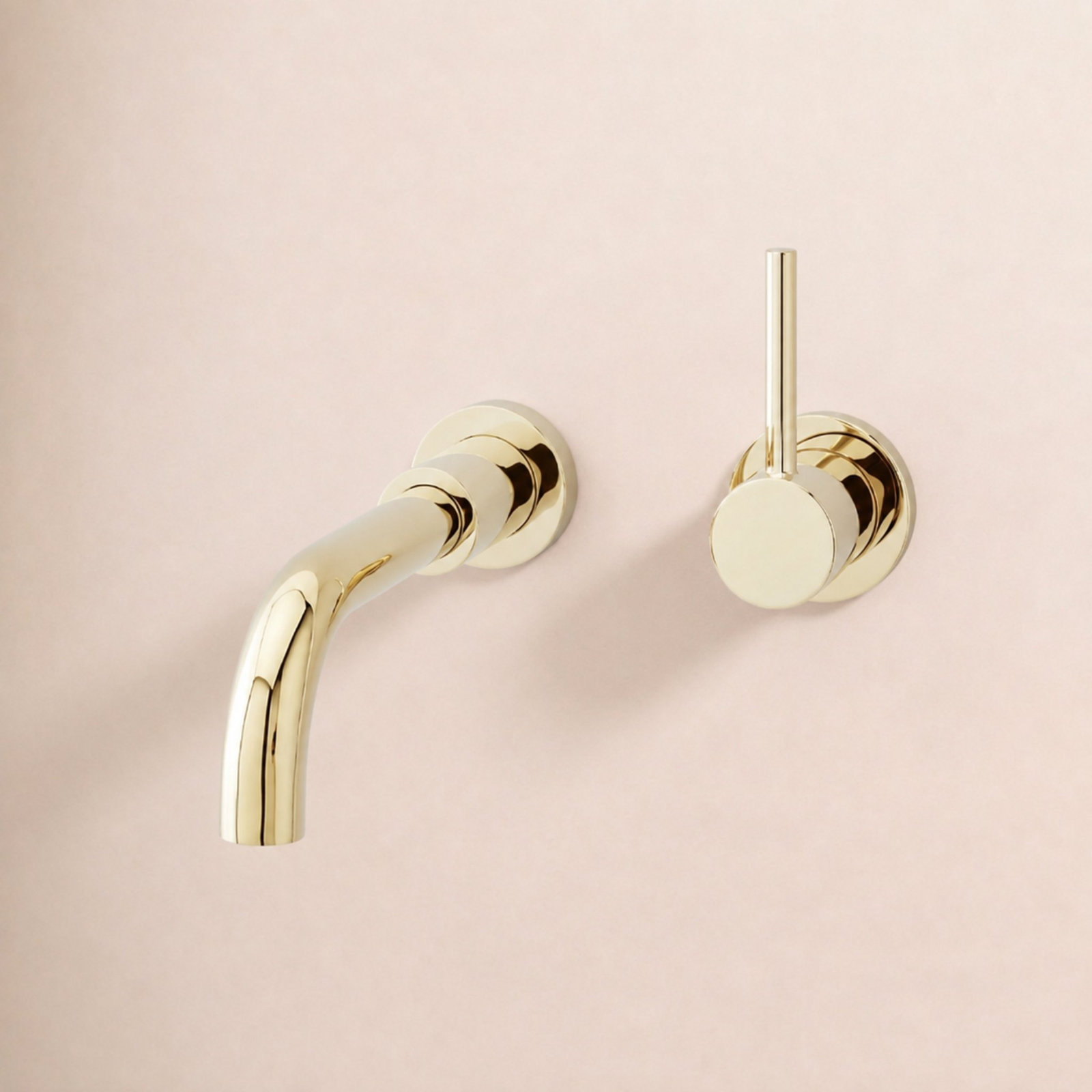 Lexia Wall-Mounted Widespread Bathroom Faucet, Polished Brass