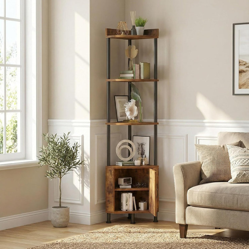 Tablette d'angle avec rangement, armoire de rangement haute et bibliothèque pour le salon, la chambre à coucher ou la cuisine