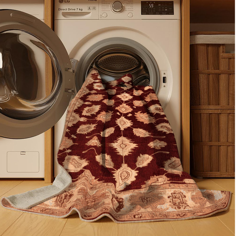 Tapis brun lavable à la machine, Rond 7 pi