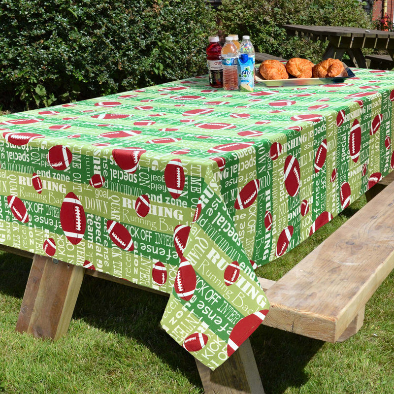 Passion For Football Collection 60"X90" Printed Tablecloth With Table Weight Set