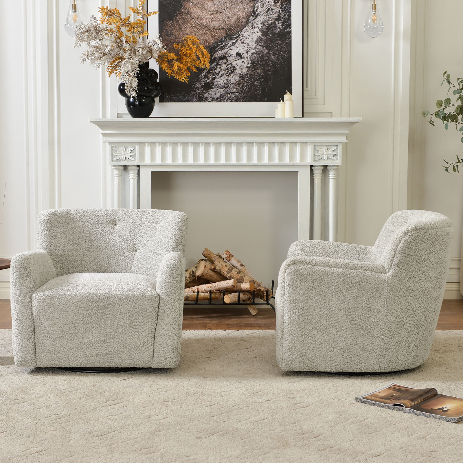 Fae Chenille Swivel Accent Chair, Moss Gray Textured Chenille