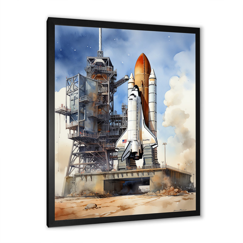 Latora, Navette spatiale I, impression sur toile, H 40 po x l 30 po x P 1,5 po, Cadre photo noir