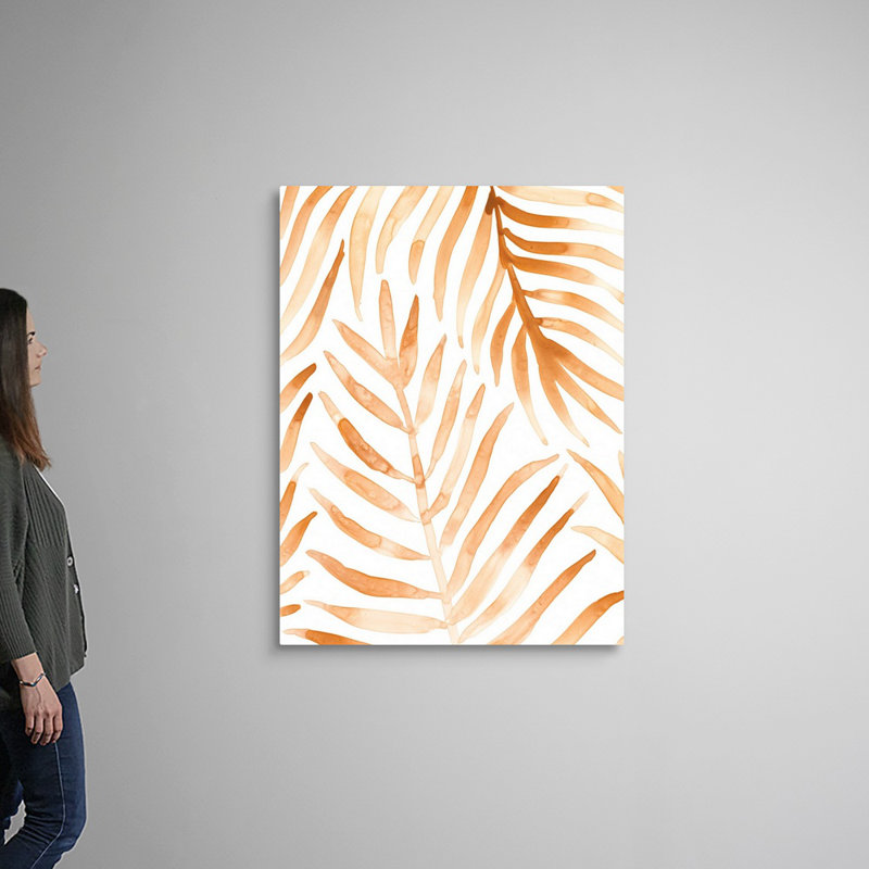 «Rattan Leaves II», art mural sur toile, H 48 po x l 36 po, Toile tendue