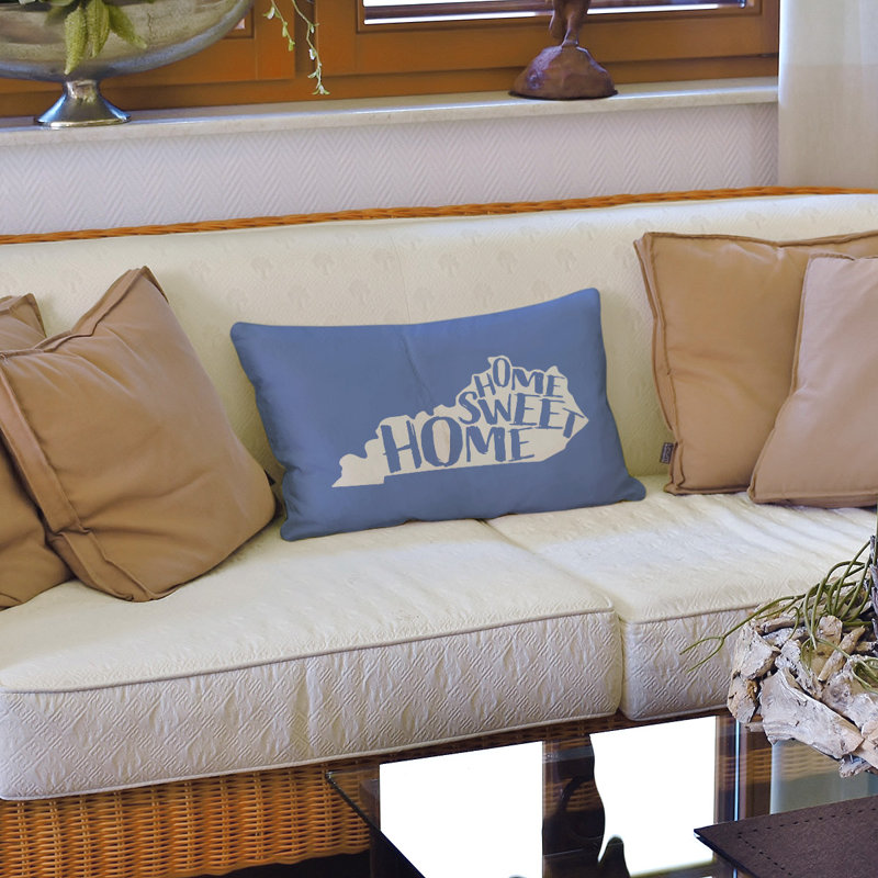 Housse de coussin Home Sweet Massachusetts, Kentucky, Bleu, Simili suède