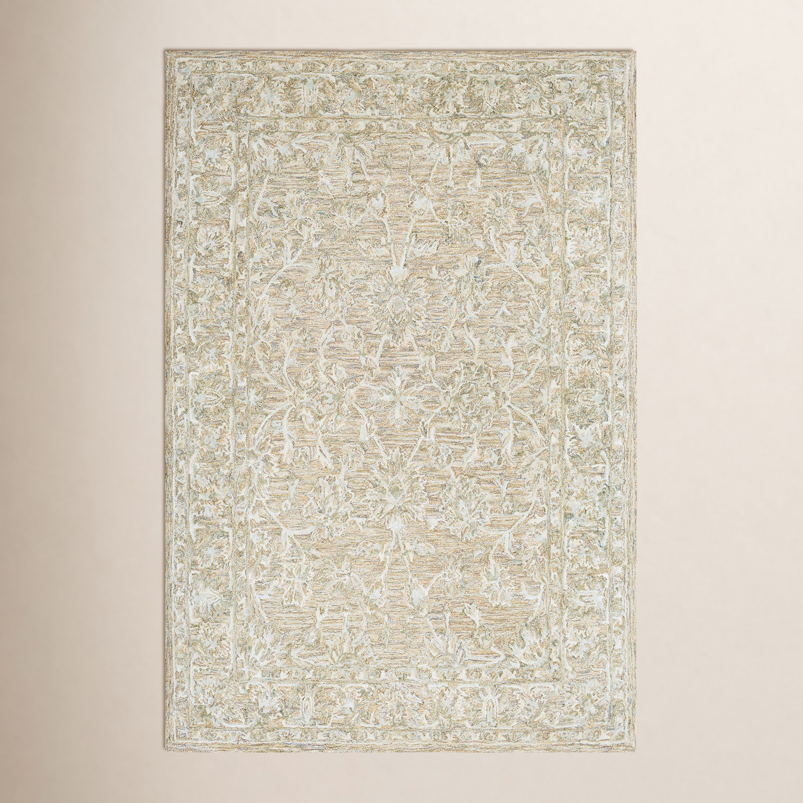 Cait Tan Hand-Tufted Floral Rug, Rectangle 4' x 6'