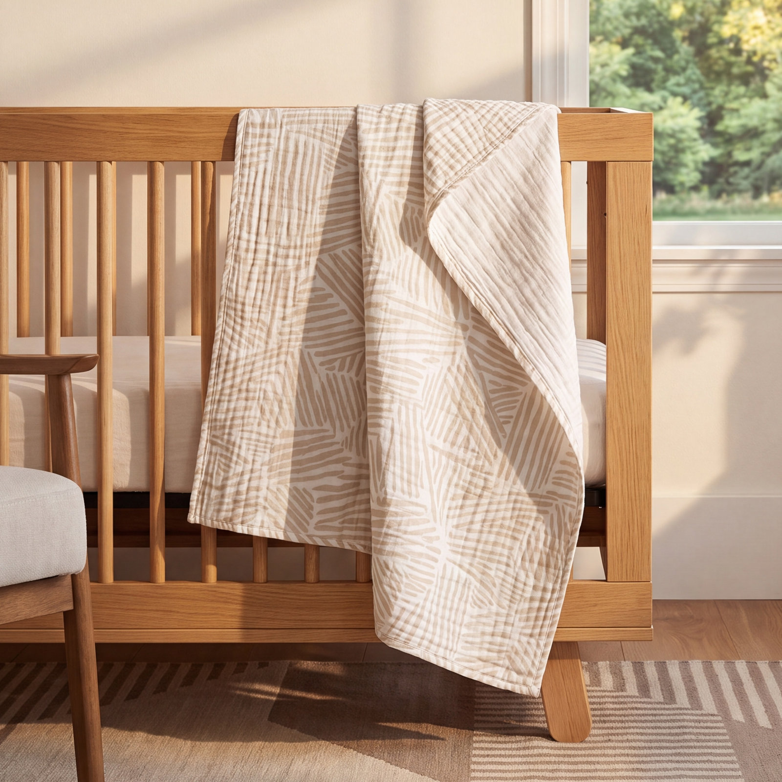 Oat Stripe Muslin Cotton Swaddle Blanket
