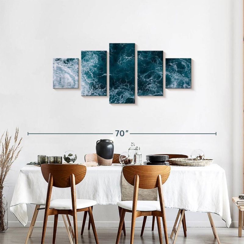 Gillard Blue Ocean Waves, H 24 po x l 55 po