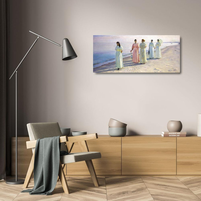 «A Stroll on the Beach» par Michael Ancher - Art mural sur toile tendue avec châssis, H 24 po x l 17 po
