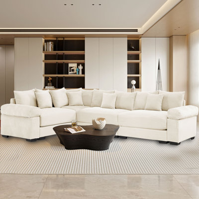 Oversized Modular Sectional Sofa set with Pet-Friendly Corduroy Fabric, High-Rebound Cushion
