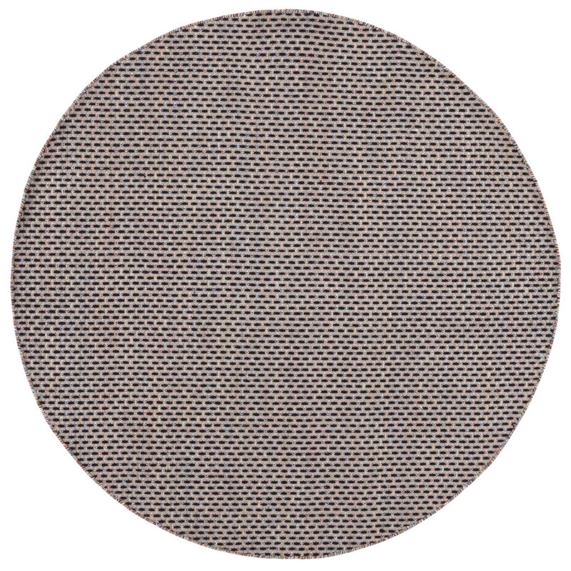 Avril Striped Handmade Flatweave Cotton Beige/Black Area Rug, Round 6'