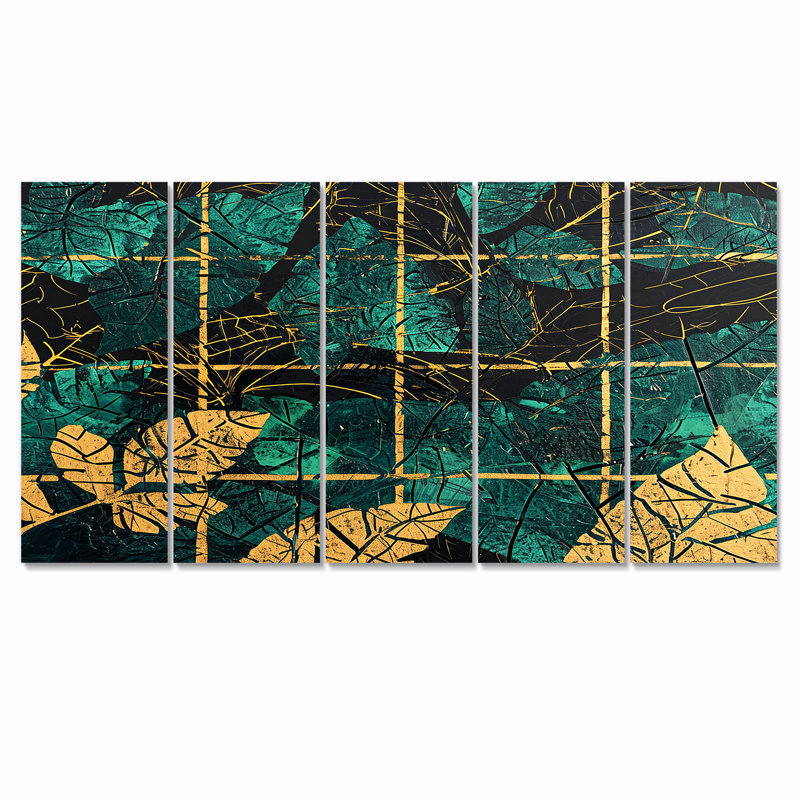 Ensemble de 5 décorations murales Hemsworth - Feuilles, H 28 po x l 60 po